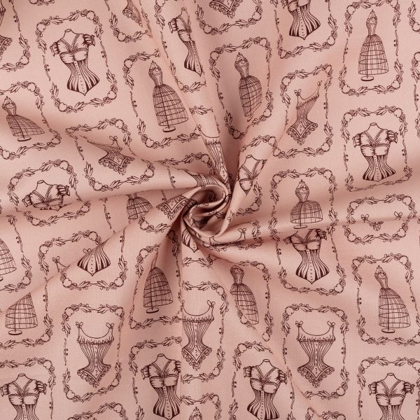 Ткань для пэчворка Peppy Век моды, рулон 112 см / 5 метров, ВМ-17 розовый, Peppy