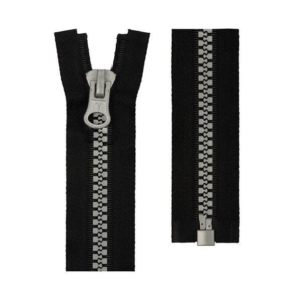 Молния трактор Т10 (10 мм) 1 зам., разъем., 120 см, 002 серебро, Т-10 Gamma, 10 шт