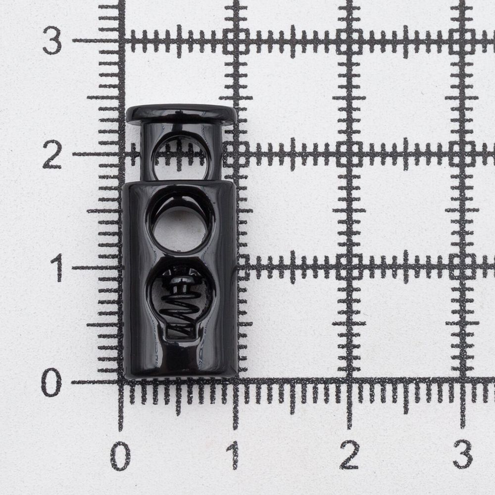 Фиксатор (зажим) для шнура металл 2 отв., 10х23 мм, (in ⌀4 мм), черный глянец, 100 шт