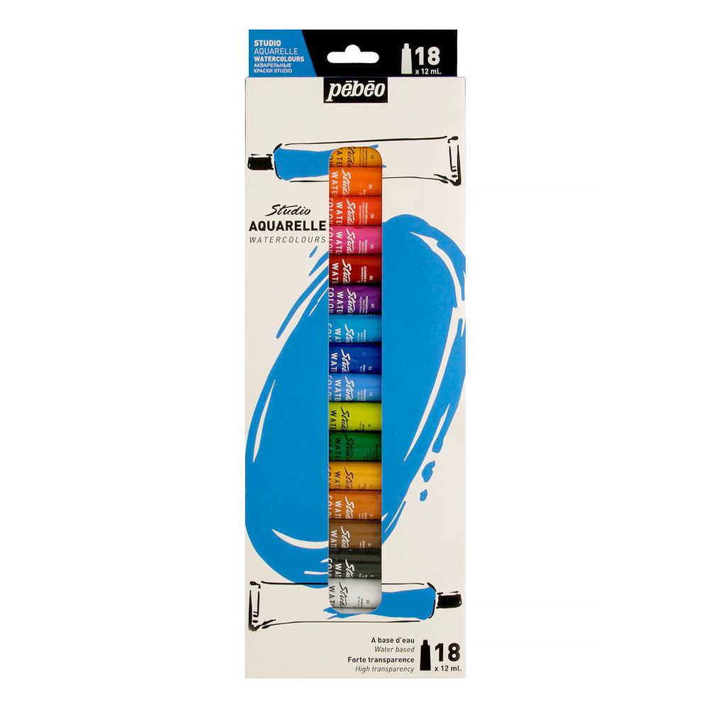 Краска акварель набор Studio Aquarelle 18 цв. 12 мл, 668910, Pebeo, Pebeo