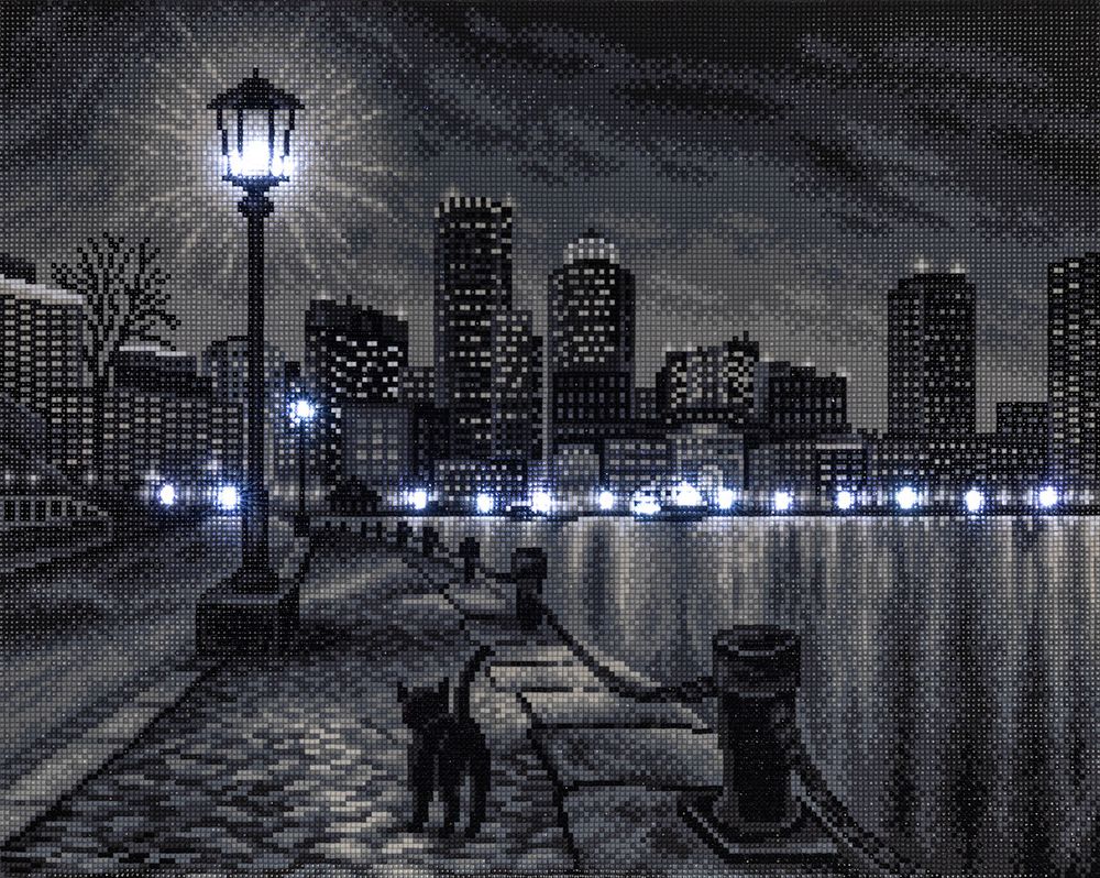 Алмазная (кристальная) мозаика Фрея ALDD-257, на подрамнике Прогулка по набережной (со светодиодами), 50х40 см