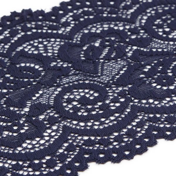 Кружево эластичное (стрейч) 100 мм / 3 метра, C147 индиго
