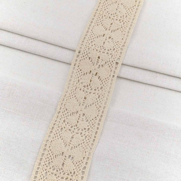 Тесьма отделочная 55 мм / 10 метров, 834 хлопок, вязаная, бежевый, 29402