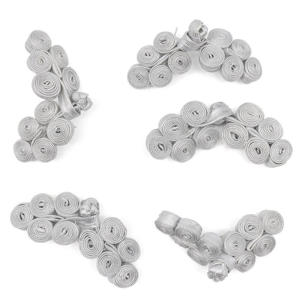 Сутажная застежка, 8 см (серебро), NO.2, 5 шт