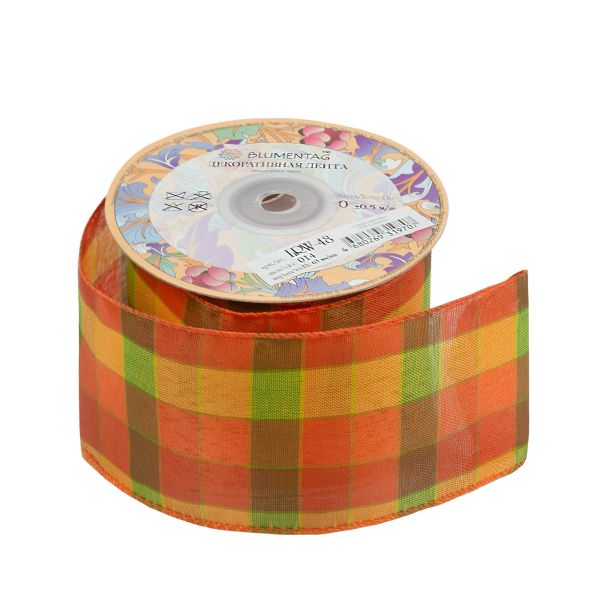 Лента декоративная 63 мм / 10±1 метров, 014 оранжевый, Blumentag LRW-48