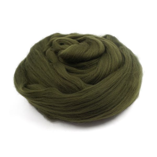 Шерсть для валяния мериносовая тонкая 100%, 100 г, 13 т.оливковый
