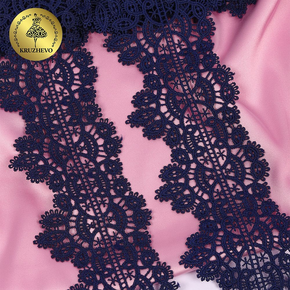 Кружево гипюр (плетёное) 70 мм / 13.71 метров, TBY.SUN.11, цв.F330 темно-синий