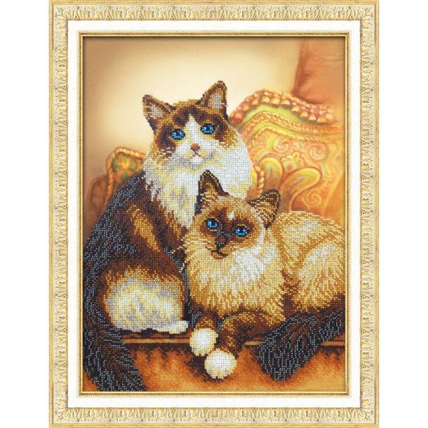 Набор для вышивания бисером Паутинка, Котики 28х38 см