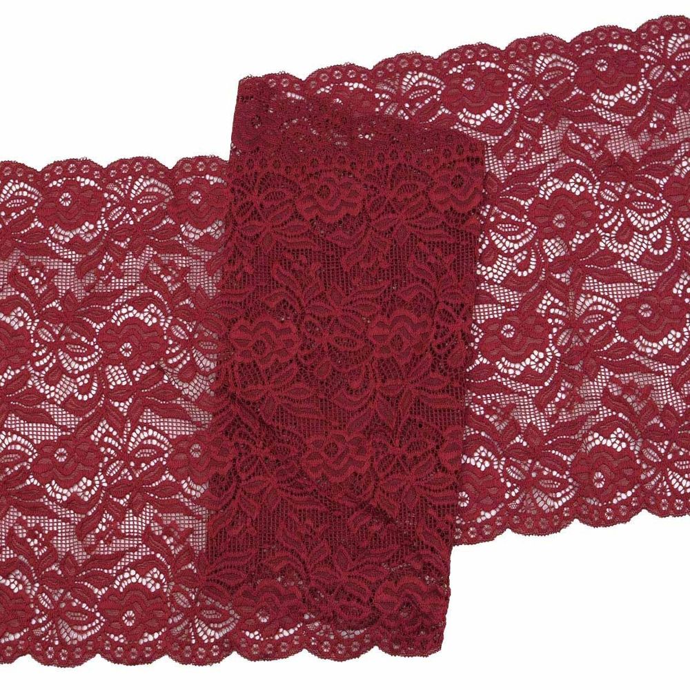 Кружево бельевое эластичное 300 мм / 13.72 м, цв. C520 т.красный