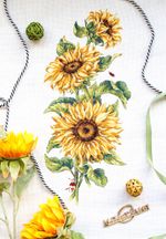 Набор для вышивания нитками МП Студия, Подсолнухи 52х23 см