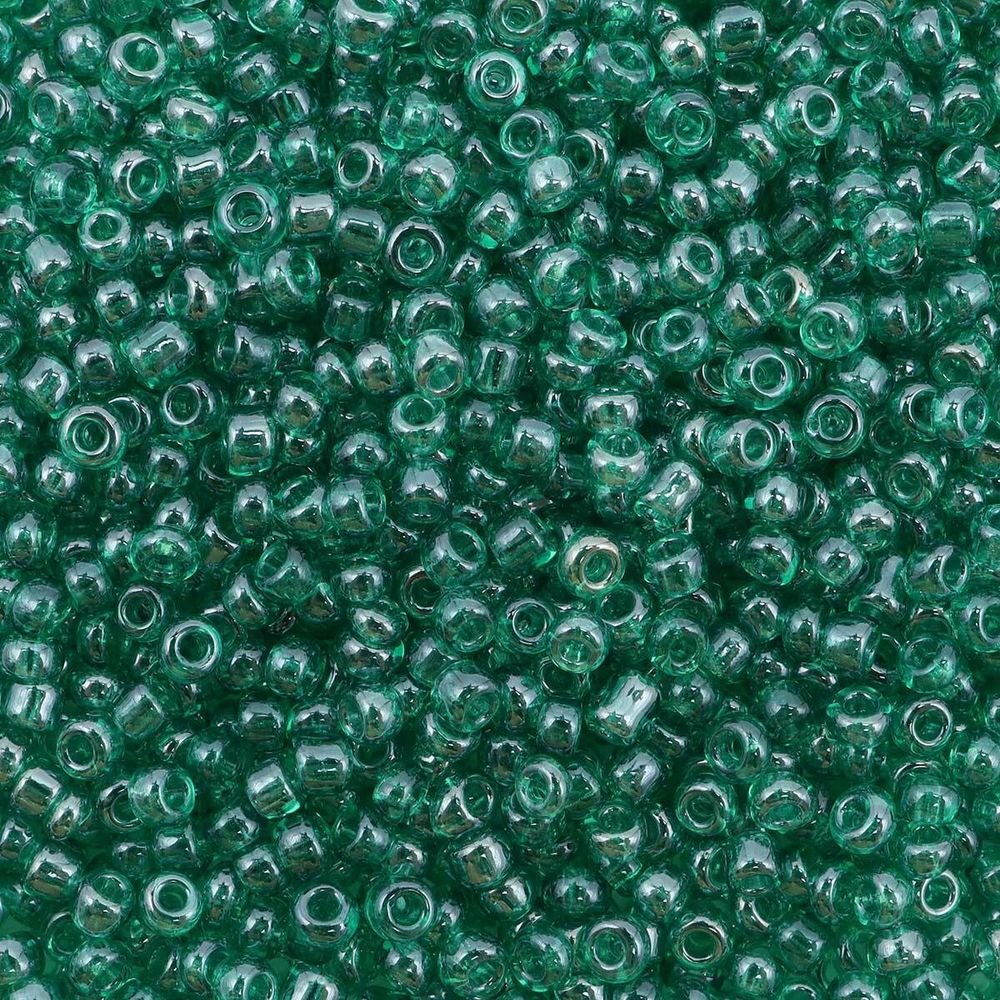 Бисер Astra&Craft 11/0 (2.1 мм), 200 г (10х20 г), цв. 123А т. зеленый/прозрачный, глянцевый