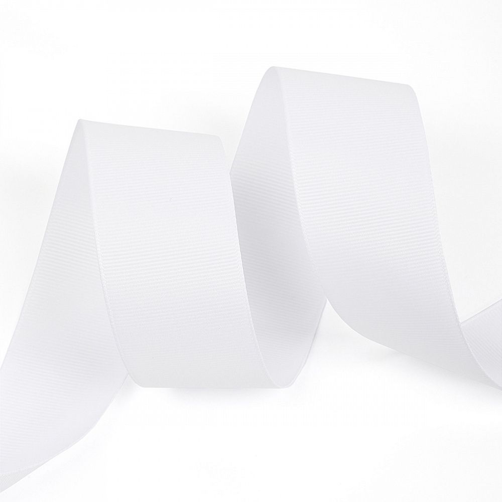 Лента репсовая (в рубчик) 38.0 мм, цв. 029 белый For Hobby, уп. 22.86м (±1м)