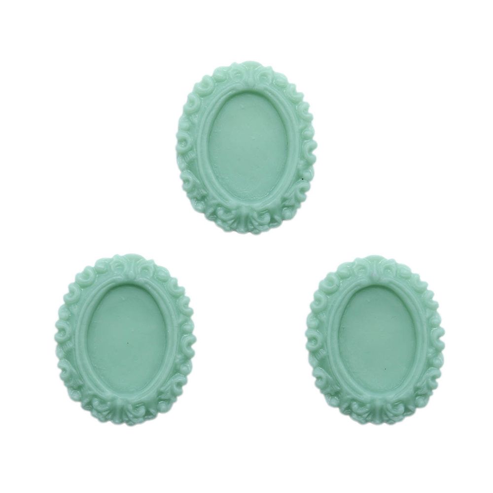 Основы для камей, зеленый вн.3,1х3,9/внутр.1,8х2,5 см, 3 шт, Vintage Line