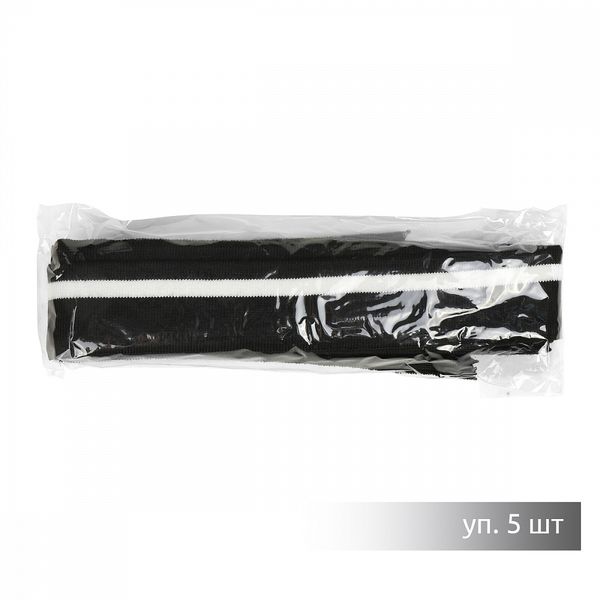 Подвяз (довяз) трикотажный 3.5х80 см, черный с белой полосой, 100% п/э, 5 штук