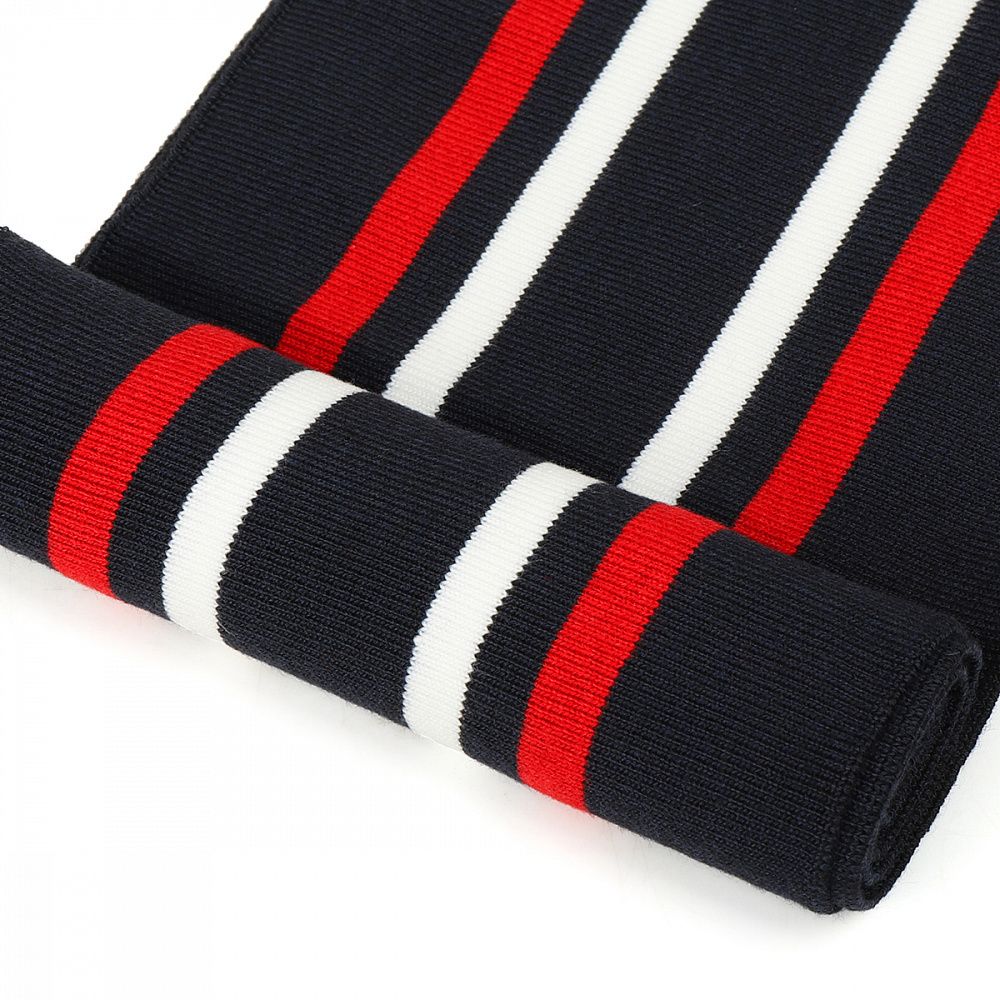 Подвяз (довяз) трикотажный 14.0х100 см, т.синий с белой и красной полосами, двухслойный, 100% п/э, 5 штук