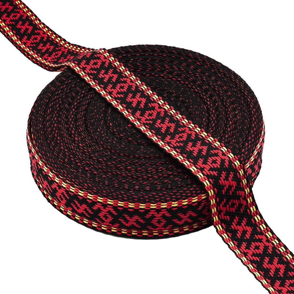 Лента для поясов 40 мм / 25 метров, рис. 9884, черно-красный, С3822Г17