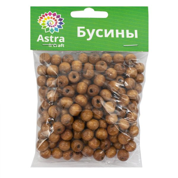 Бусины дерево ⌀10 мм, 50 г, Astra&Craft, коричневый