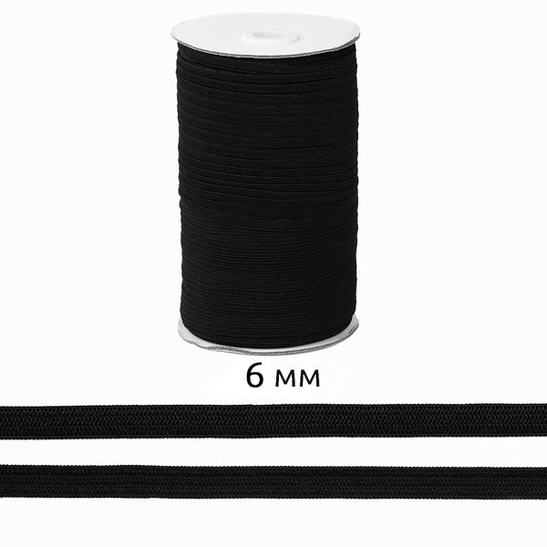 Резинка бельевая (стандартная) 6.0 мм / 200 метров, вязаная, 3,9г ТВ-6.0 мм черный бобина