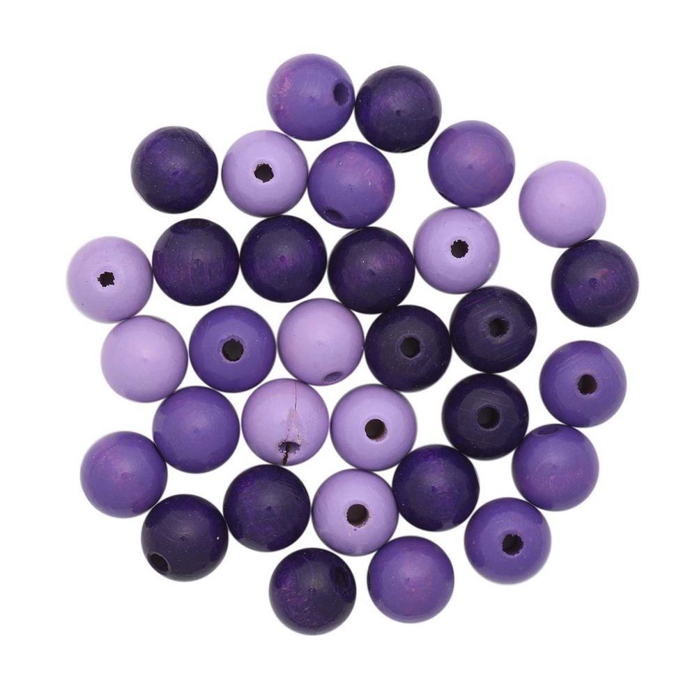 Бусины дерево лиловый микс, 12 мм, 28 шт, Glorex /TOS/