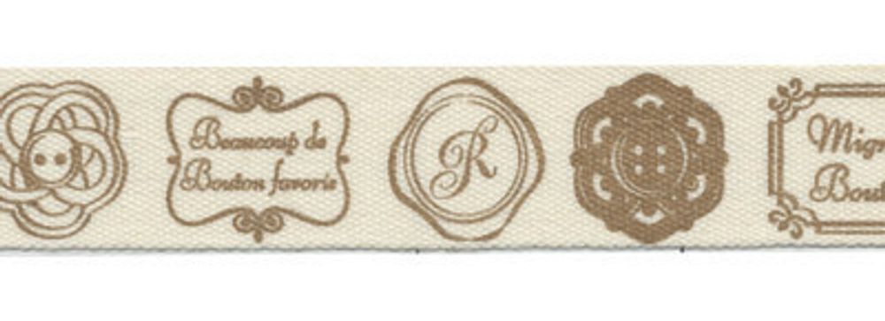 Лента хлопок с рисунком 16.0 мм / 5 шт по 3 метра, D3 001/098 Пуговицы, черно-красный, CLP-161 Gamma