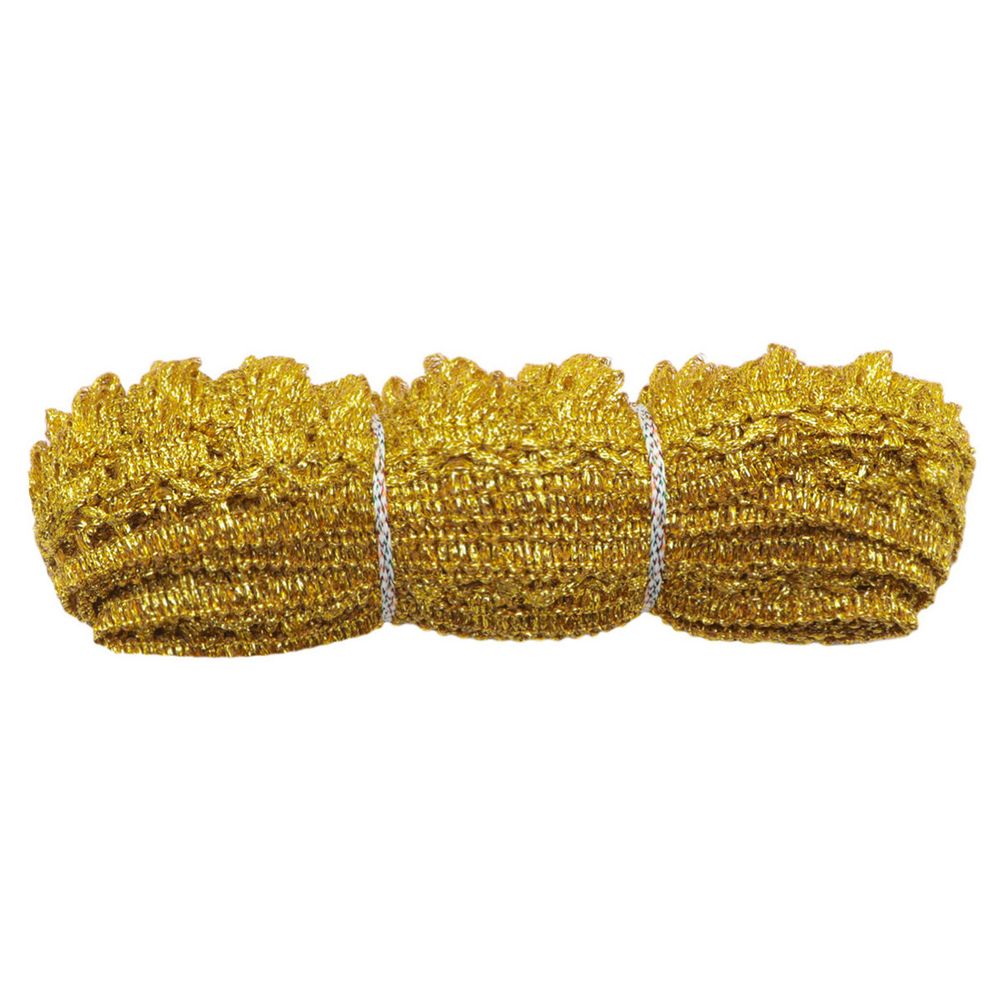 Тесьма отделочная вязаная 32 мм, 10 м, (золото)
