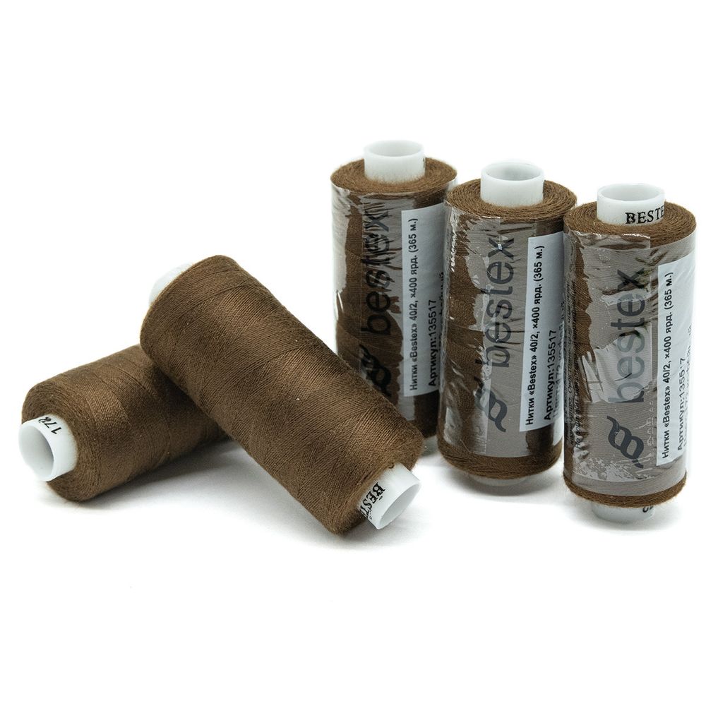 Нитки швейные бытовые Bestex 40/2, 365 м (400 ярд) / 10 кат., 172 кофейный