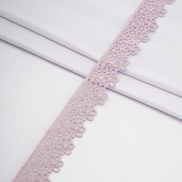 Кружево гипюр (плетёное) 35 мм / 13.72 метра, ромашки, капучино, XZ1389