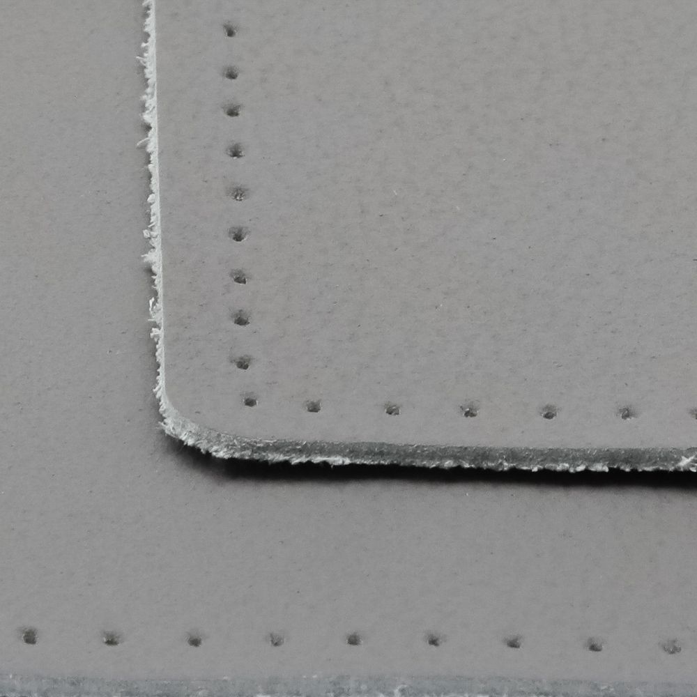 Заплатки пришивные из кожи, квадрат 8см с перфорацией, 2 шт, 100% кожа, 07 серый, 9122