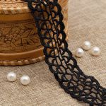 Кружево гипюр (плетёное) 33 мм, 3,4 м, ±4 см, черный