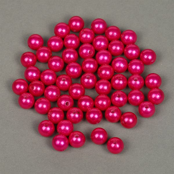 Бусины пластик (перламутр) ⌀12 мм, цв.014 малина, уп.500г (530 шт), Magic4Hobby