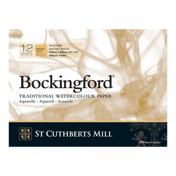 Альбом для акварели Bockingford Rough 300 г/м², 23х31 см, склейка с одной стороны 12 л, крупнозернистая, St. Cuthberts Mill T47430001011C