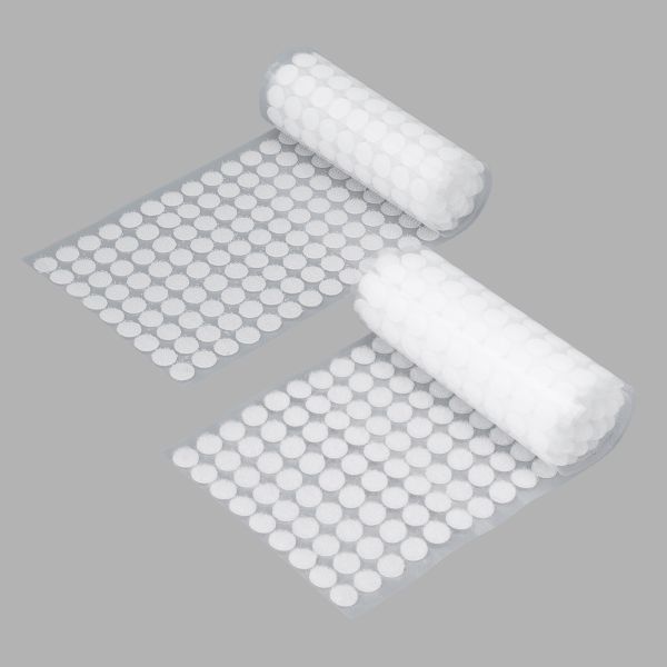 Лента контактная липучка (велкро) клеевая круг ⌀10 мм, 504 пары (2 рул), белый, качество 