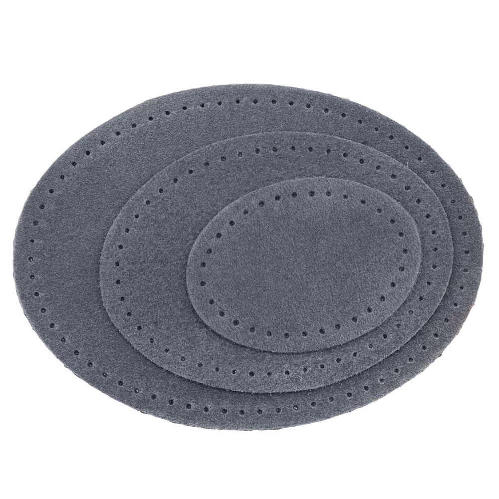 Набор заплаток пришивных из замши, овал 4х5,5см, 6х8,2см, 8х10,9см, с перфорацией, 3 шт (26 серый), 59404