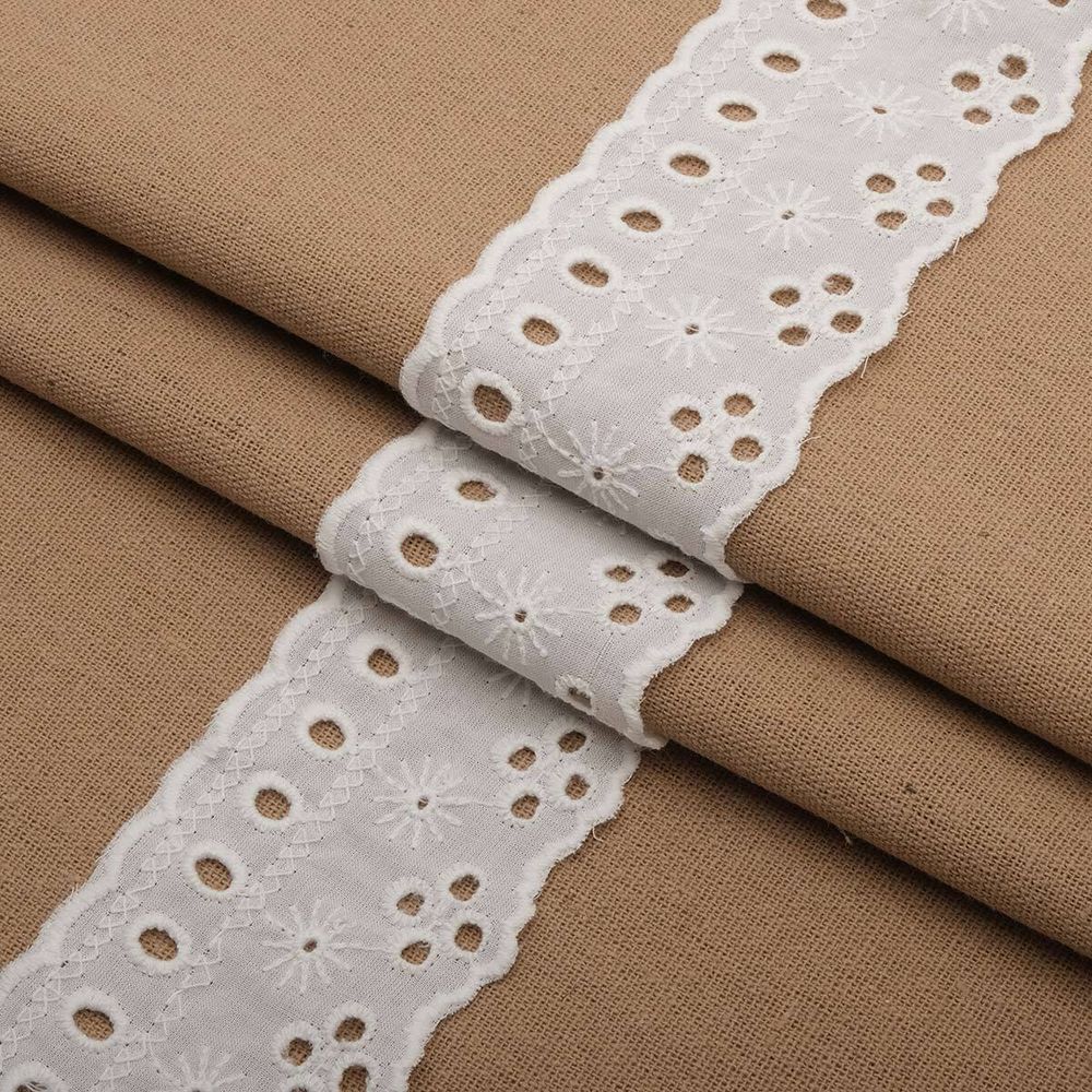 Кружево шитьё 55 мм / 13.7 метров, хлопок, (белый), 3AR2351