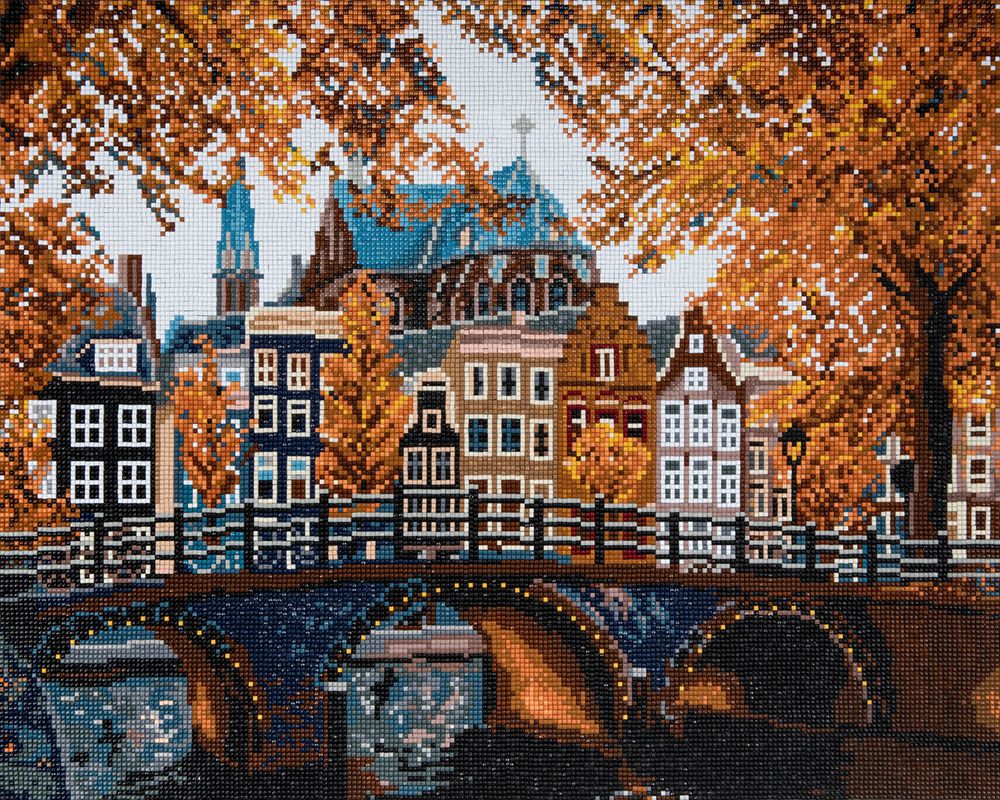 Алмазная (кристальная) мозаика Фрея ALPD-146, на подрамнике Осень в Амстердаме, 50х40 см