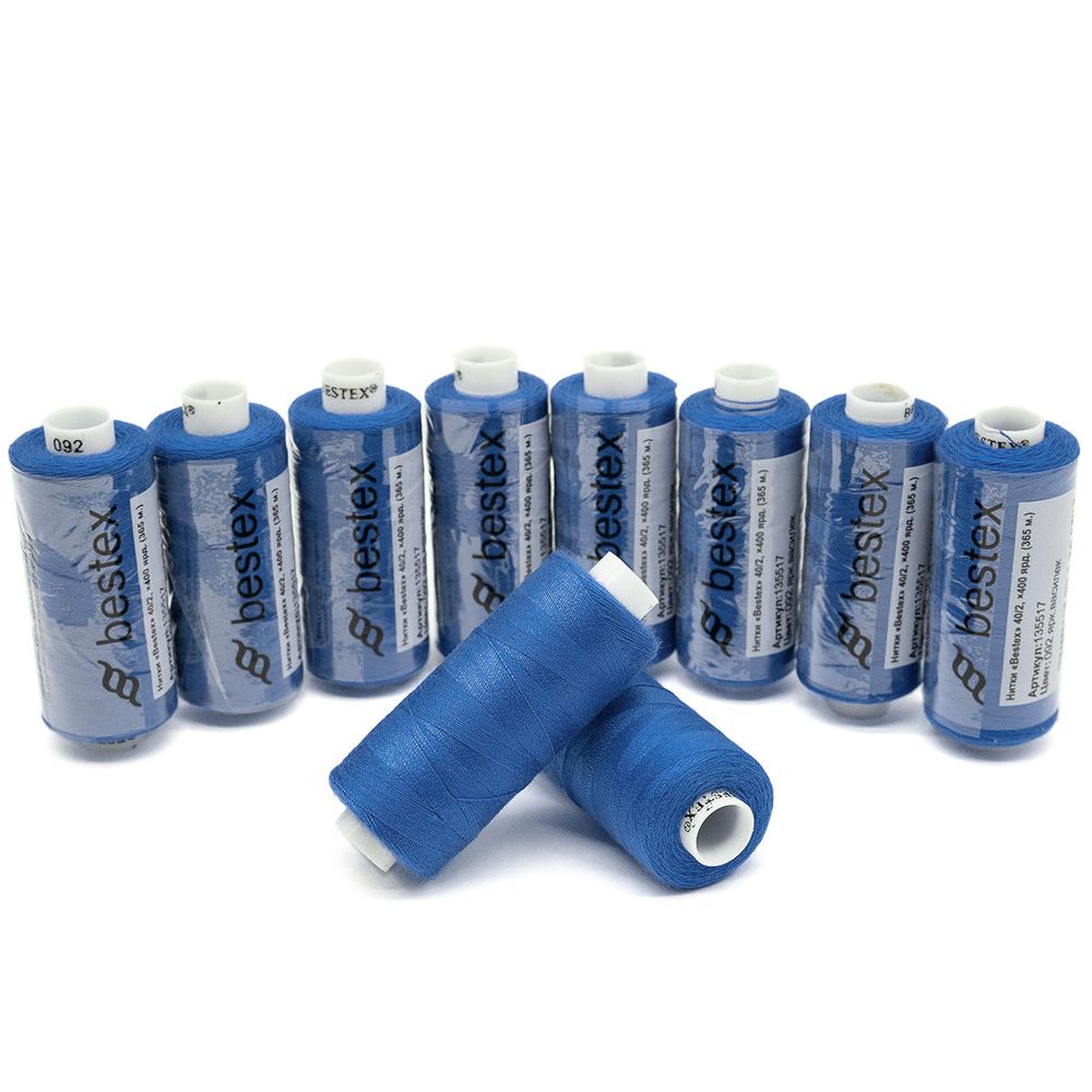 Нитки швейные бытовые Bestex 40/2, 365 м (400 ярд) / 10 кат., 092 яркий василек