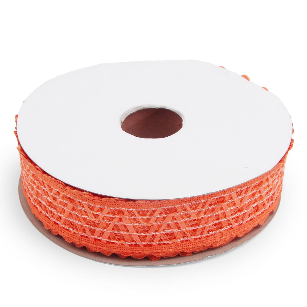Тесьма отделочная ажурная 38 мм, 25 м, (09 оранжевый)