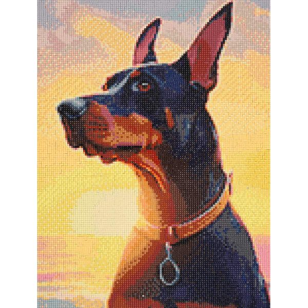 Алмазная (кристальная) мозаика Cristyle, Доберман Чарли, 30х40 см