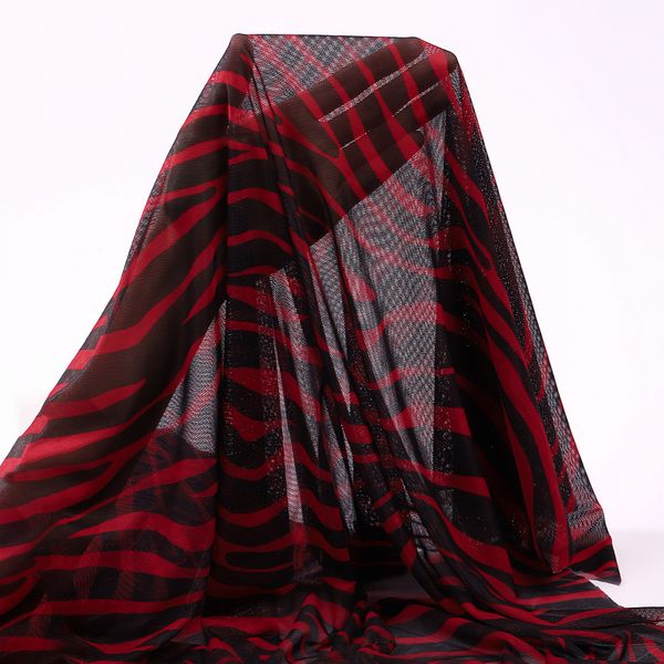 Сетка бельевая эластичная 100 г/м², шир.160 см / 3 метра, принт Зебра, цв.красный+черный /SZ025816.04/