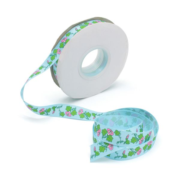 Лента репсовая (в рубчик) PREMIUM Вьюнок, 16мм / 22,5м, A5-081 голубой