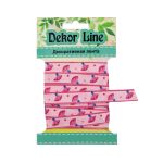 Лента репсовая (в рубчик) Гвоздики, 10 мм, 3м, розовый