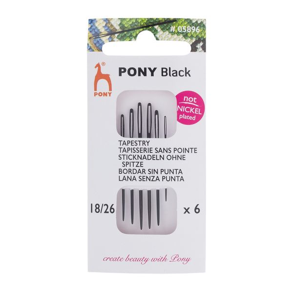 Иглы ручные гобеленовые Tapestry Black №18-26, 6 шт, Pony, 05896