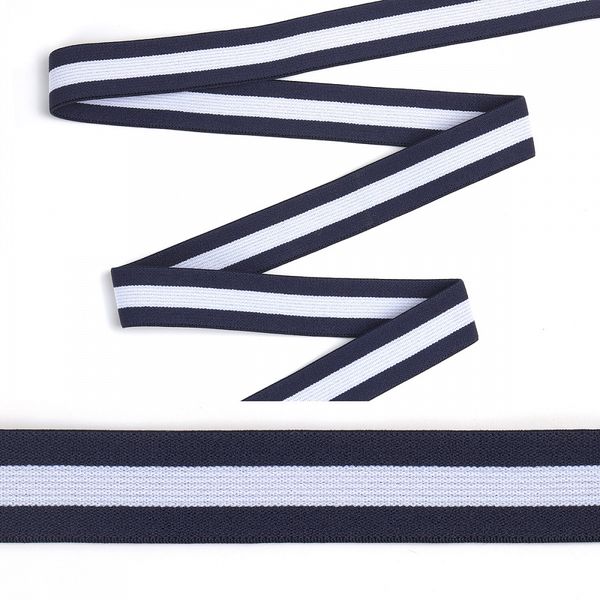 Резинка тканая 25.0 мм / 4±0.5 метра, мягкая, Полоска ET.2515, синий/белый