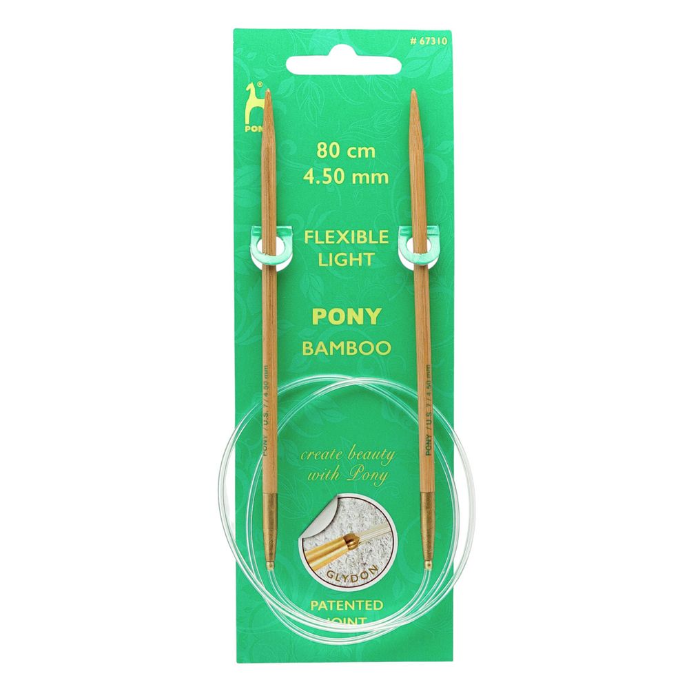 Спицы круговые Pony Bamboo ⌀4.5 мм, 80 см, бамбук, 67310