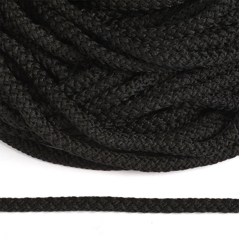 Шнур круглый полиэфир ⌀5.0 мм / 200 метров, 1с-50/35 с наполнителем, 325 черный