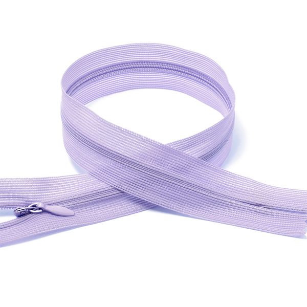 Молния потайная (скрытая) Т3 (3 мм), 1 зам., н/раз., 60 см, F166 лавандовый, 50 шт, Mzipp