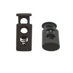 Фиксатор (зажим) для шнура пластик 2 отв., ⌀4.0 мм, 10х23 мм, черная резина, 100 шт
