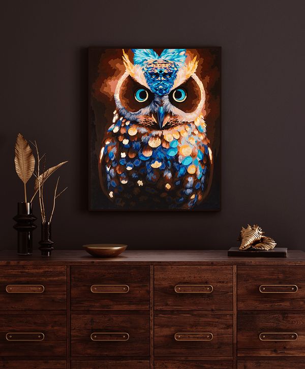 Картина по номерам Фрея, с поталью Волшебный филин, 50х40 см