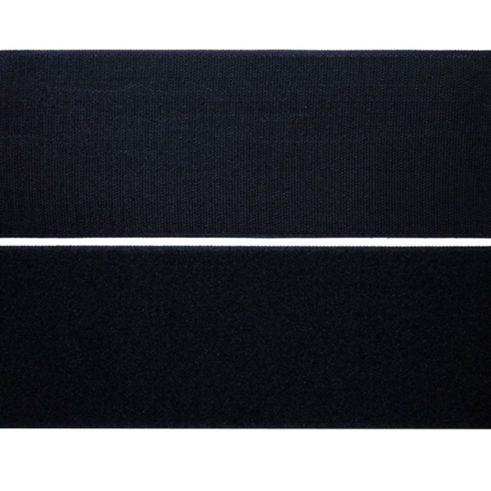 Лента контактная липучка (велкро) пришивная уп. 100 мм / 25 метров, черный, ПАРА (крючок+петля), качество "C"