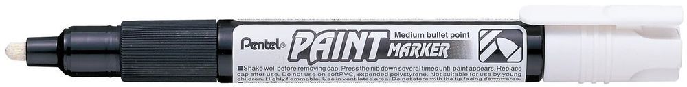 Маркер перманентный Paint 4 мм, пулевидный 12 шт, MMP20-WO белый, Pentel